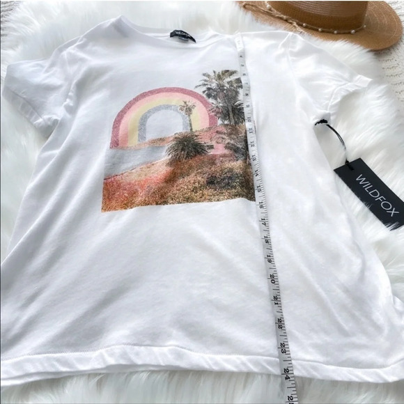 Wildfox Rainbow Coast Keke Beach T-Shirt Tee White Crew Neck NEW Size Small - Picture 12 of 14